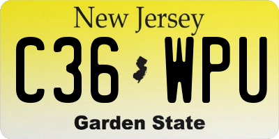 NJ license plate C36WPU