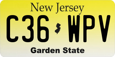 NJ license plate C36WPV