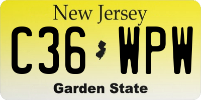 NJ license plate C36WPW