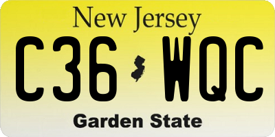 NJ license plate C36WQC