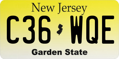 NJ license plate C36WQE