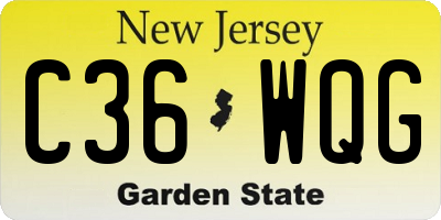 NJ license plate C36WQG