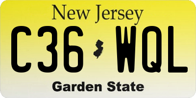 NJ license plate C36WQL