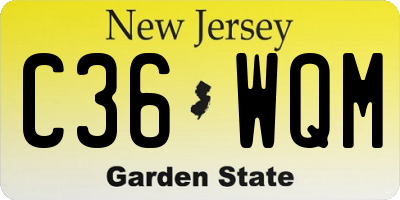 NJ license plate C36WQM
