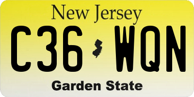 NJ license plate C36WQN