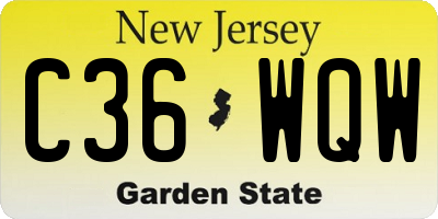 NJ license plate C36WQW