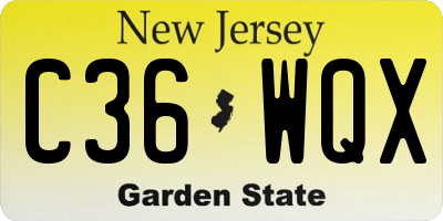 NJ license plate C36WQX