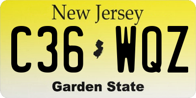 NJ license plate C36WQZ