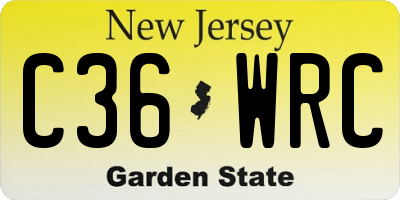 NJ license plate C36WRC