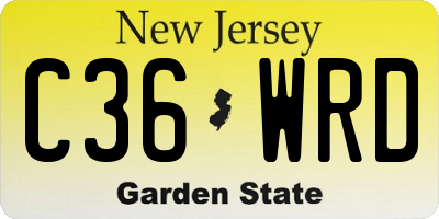 NJ license plate C36WRD