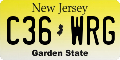 NJ license plate C36WRG