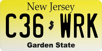 NJ license plate C36WRK