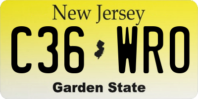 NJ license plate C36WRO