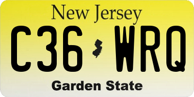 NJ license plate C36WRQ
