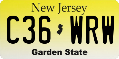 NJ license plate C36WRW