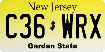 NJ license plate C36WRX