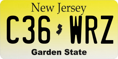 NJ license plate C36WRZ