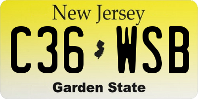 NJ license plate C36WSB