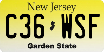 NJ license plate C36WSF