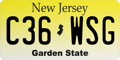 NJ license plate C36WSG