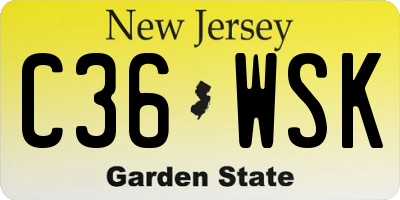 NJ license plate C36WSK