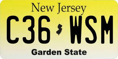 NJ license plate C36WSM