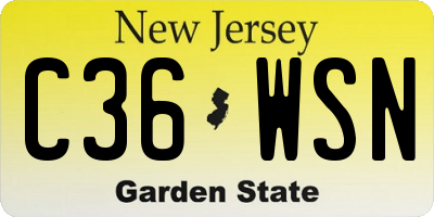NJ license plate C36WSN