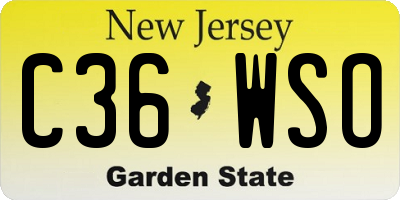 NJ license plate C36WSO