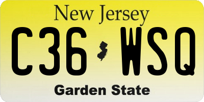 NJ license plate C36WSQ