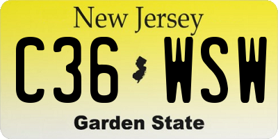 NJ license plate C36WSW