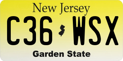 NJ license plate C36WSX