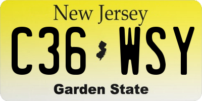 NJ license plate C36WSY