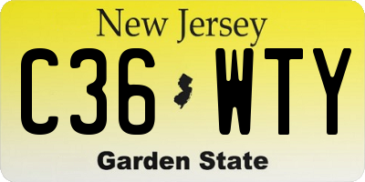 NJ license plate C36WTY