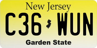 NJ license plate C36WUN