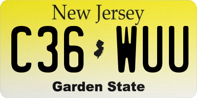 NJ license plate C36WUU