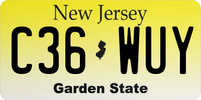 NJ license plate C36WUY