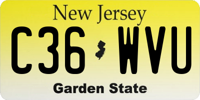 NJ license plate C36WVU