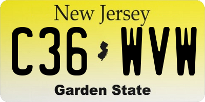 NJ license plate C36WVW