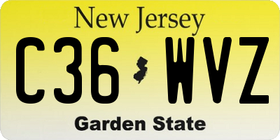 NJ license plate C36WVZ