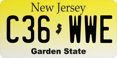 NJ license plate C36WWE