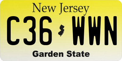 NJ license plate C36WWN