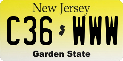 NJ license plate C36WWW