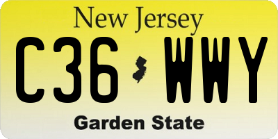 NJ license plate C36WWY