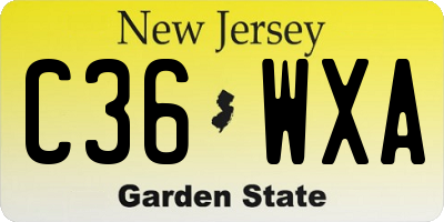 NJ license plate C36WXA