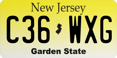 NJ license plate C36WXG