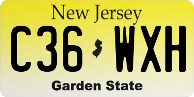 NJ license plate C36WXH