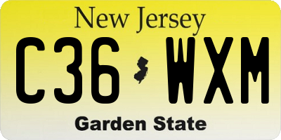 NJ license plate C36WXM