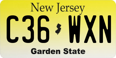 NJ license plate C36WXN