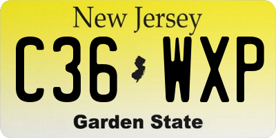 NJ license plate C36WXP