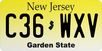 NJ license plate C36WXV
